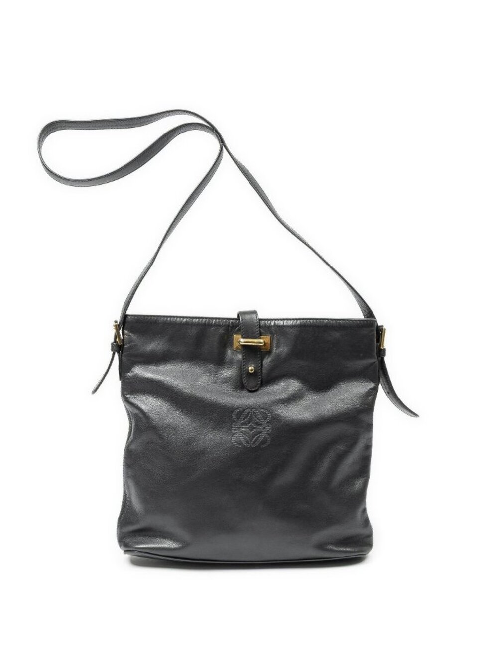Loewe Vintage Flap Bag Crossbody Black Calfskin Leather